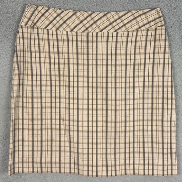Emanuel Ungaro Linen Blend Plaid Mini Skirt Size 12 Designer Preppy Minimalism - Picture 1 of 7